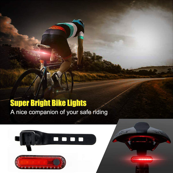 Autobag Bike Light Set, USB Smart Sensor Headlight Waterproof Runtime 10+ Hrs Super Bright Rechargeable Front Lights 350 LM Increase Visibility Safety and Tail Light, 4 Light Mode for Fits All Bicycle