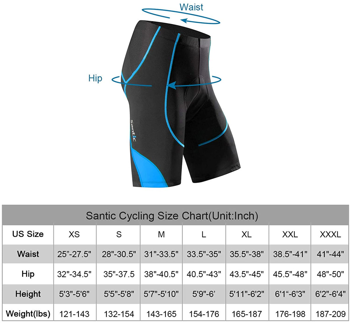 Santic Women's Cycling Shorts 4D Gel Spin Bike Classes Padding Plus Size  Black-Grey : : Clothing, Shoes & Accessories