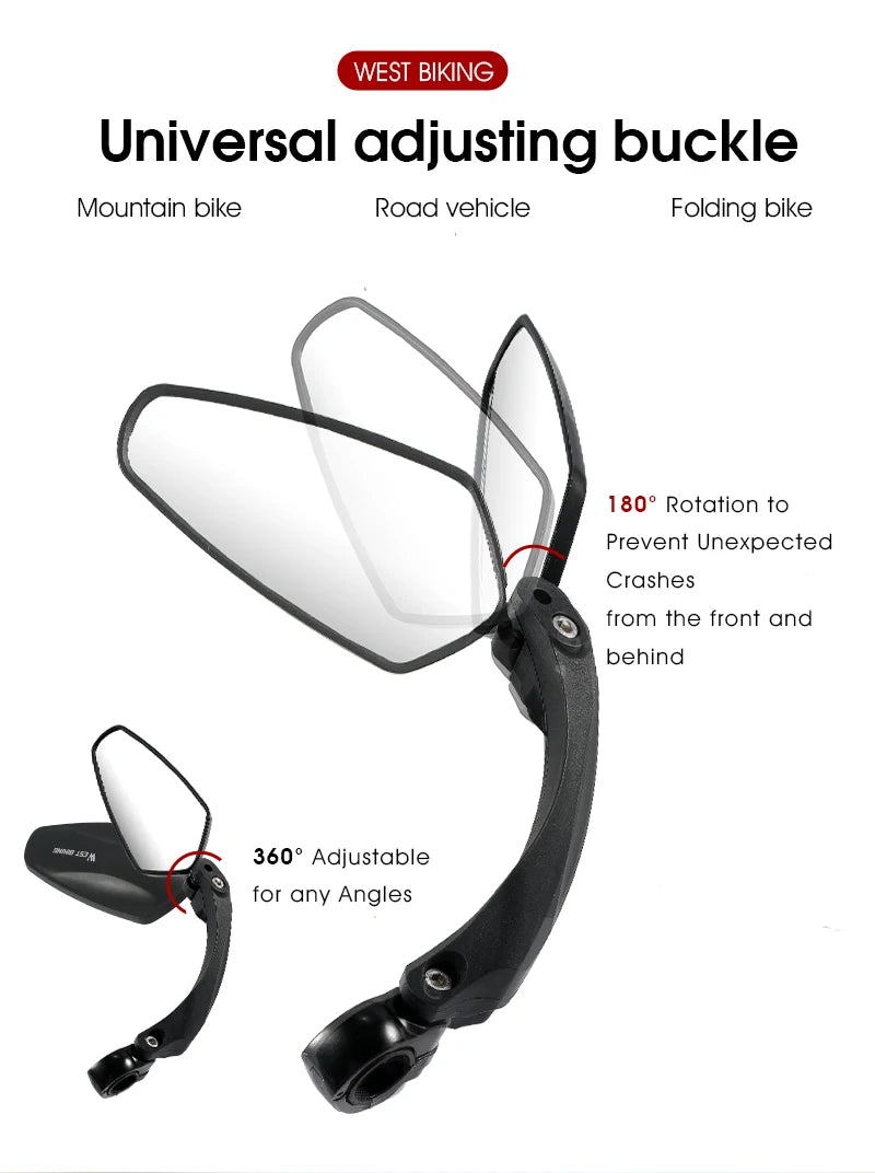 WEST BIKING Anti-Glare Bicycle Handlebar Rear View Mirror