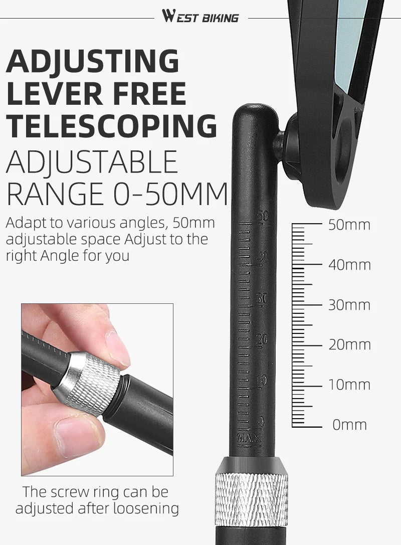 WEST BIKING Anti-Glare Bicycle Handlebar Rear View Mirror