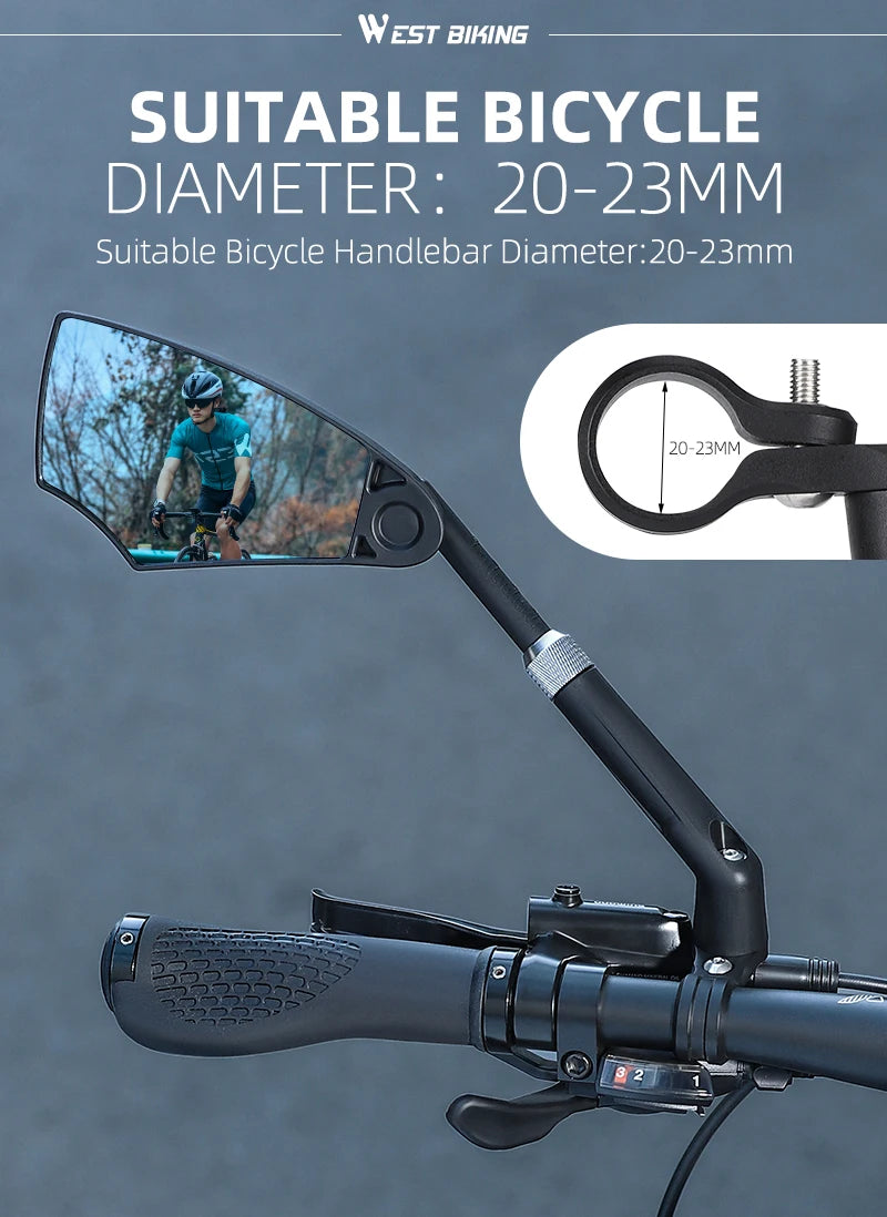 WEST BIKING Anti-Glare Bicycle Handlebar Rear View Mirror