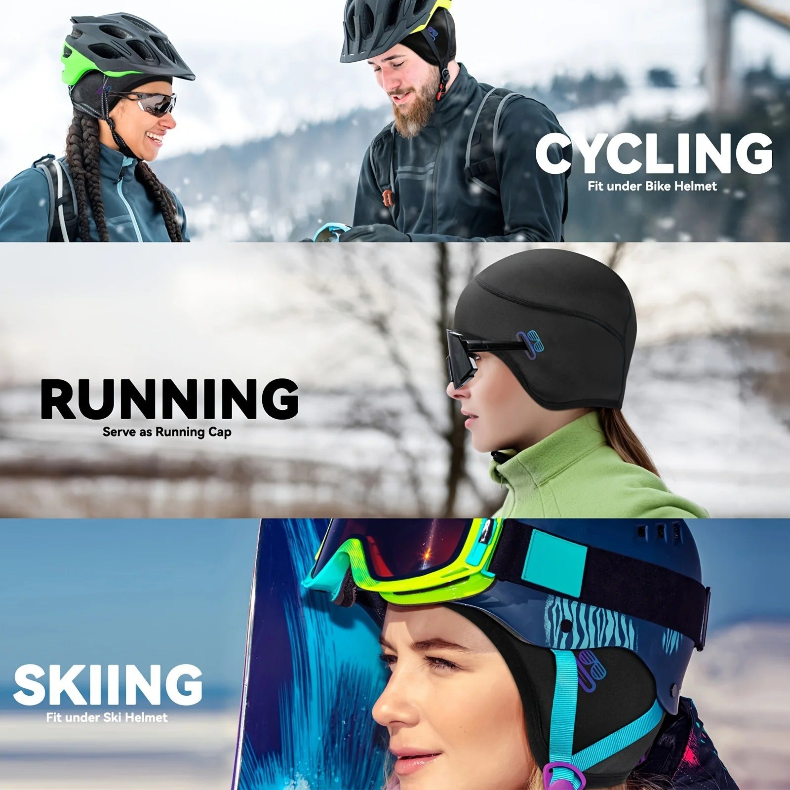 Thermal Helmet Liner with Eyewear Slots