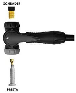 BV Bicycle Ergonomic Bike Floor Pump with Gauge & Smart Valve Head, 160 psi, Automatically Reversible Presta and Schrader