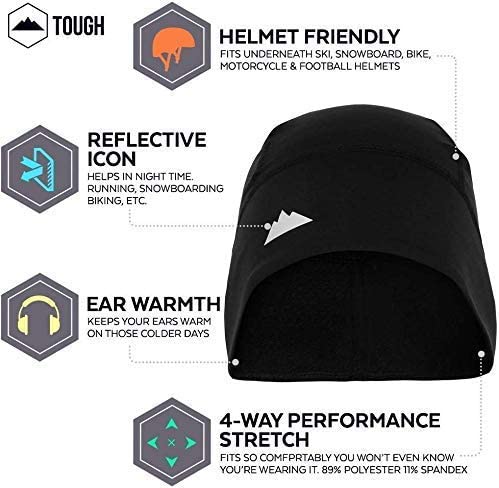 Skull Cap/Helmet Liner/Running Beanie - Ultimate Thermal Retention and Performance Moisture Wicking - Fits under Helmets