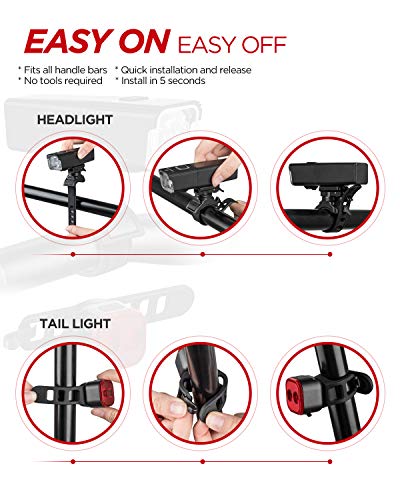 iKirkLiten 800 Lumens USB Rechargeable Bike Light