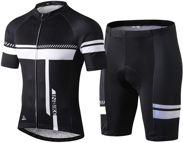INBIKE Men's Cycling Jersey Set Bib Short Sleeve Bike Shirt with 3D Padded