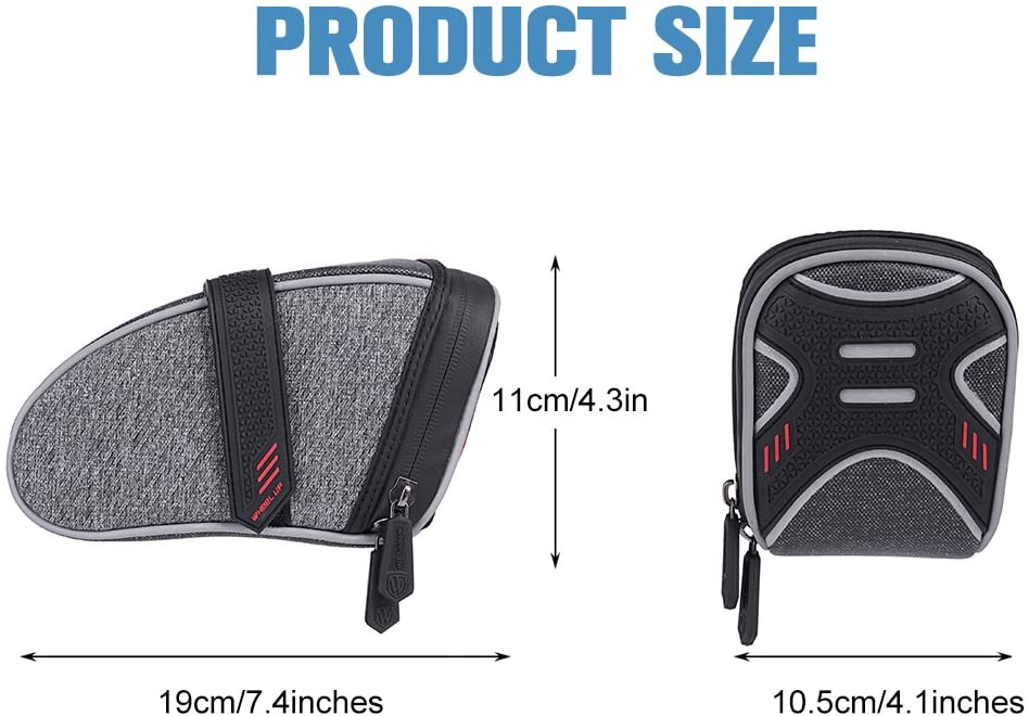 WATERFLY Strap On Bike Saddle Bag Bicycle Seat Bag Cycling Wedge Storage Bag Reflective Stripe