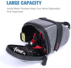 WATERFLY Strap On Bike Saddle Bag Bicycle Seat Bag Cycling Wedge Storage Bag Reflective Stripe