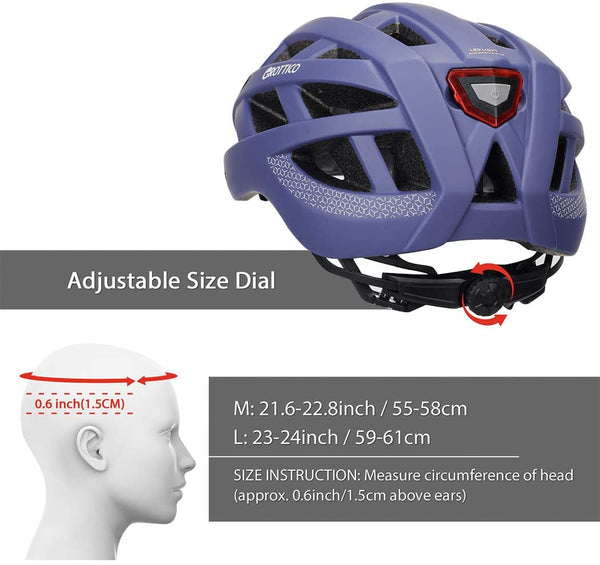 GROTTICO Adult-Men-Women Bike Helmet with Light - CPSC Certified for Mountain Road Bicycle Helmet with Replacement Pads & Detachable Visor