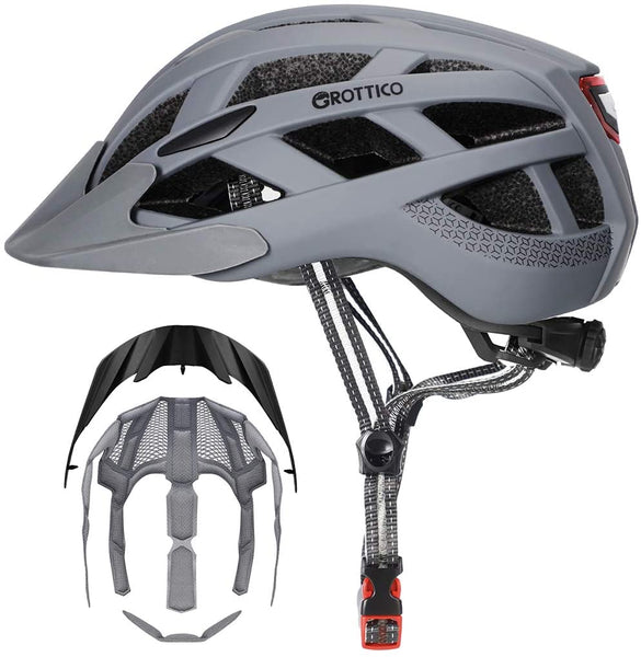 Grottico Adult Men/Women Bicycle Helmet with Light