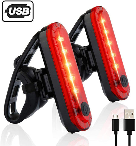 Volcano Eye Rear Bike Tail Light 2 Pack, Ultra Bright USB Rechargeable Bicycle Taillights, Red High Intensity Led Accessories Fits On Any Bike or Helmet. Easy to Install for Cycling Safety Flashlight