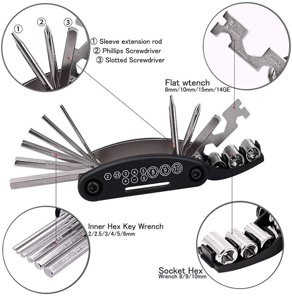 16 in 1 Multi-Function Bicycle Repair Kit 