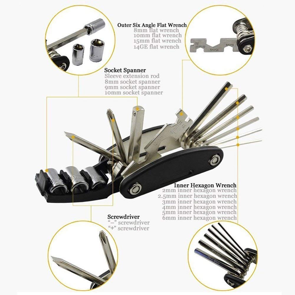 DAWAY 16 in 1 Multifunction Bicycle Tools Set 