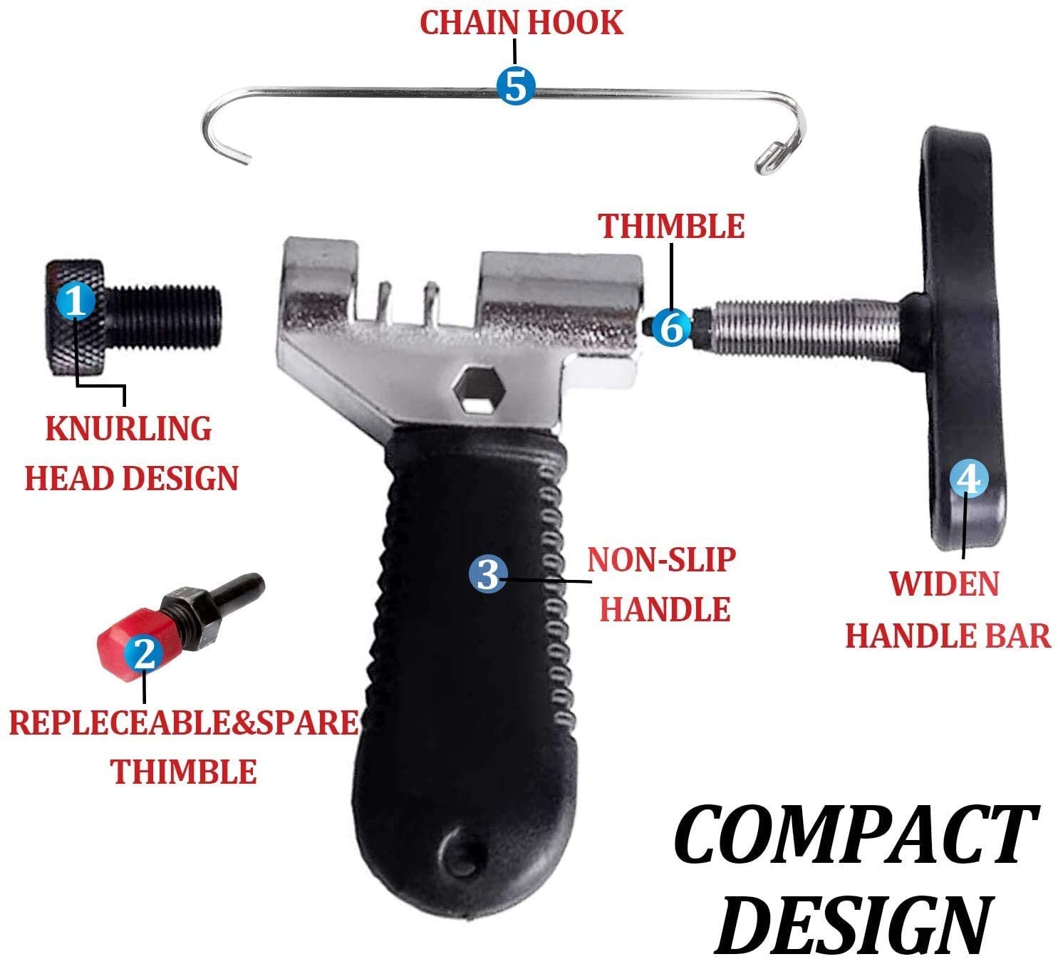 GORNORVA Bike Chain Tools with Chain Hook Chain Cutter Bike Link Plier Chain Wear Indicator Tool + 3 Pairs Bicycle Missing Links, Road and Mountain Bike Chain Repair Tools for All Models Bike Chains