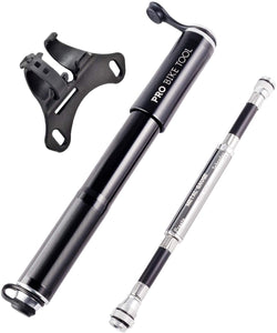 PRO BIKE TOOL Bike Pump with Gauge Fits Presta and Schrader - Accurate Inflation - Mini Bicycle Tire Pump for Road, Mountain and BMX Bikes, High Pressure 100 PSI, Includes Mount Kit.