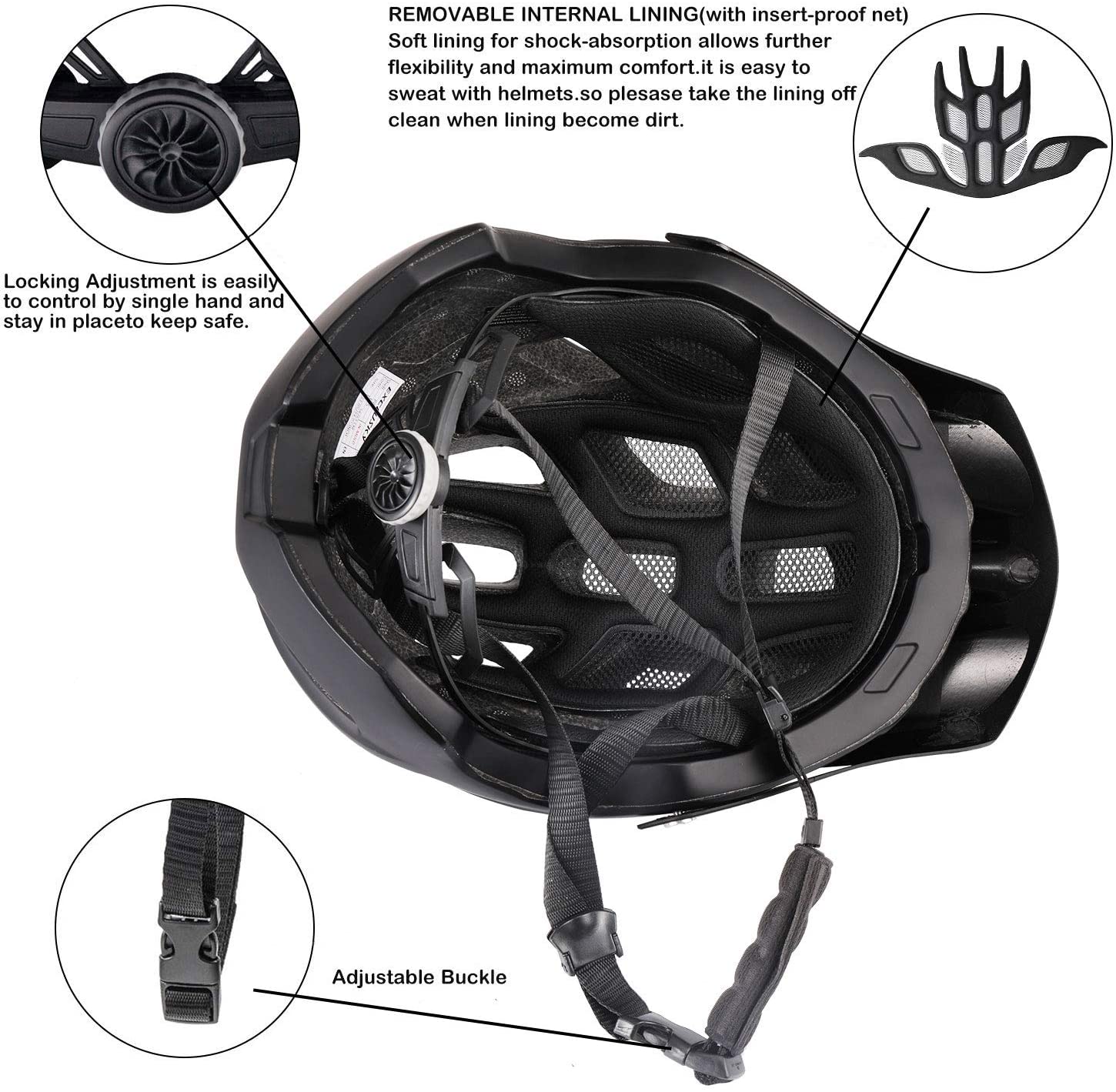 Exclusky Mountain Bike Helmet MTB Bicycle Cycling Helmets for Adult Women and Men CPSC Certified