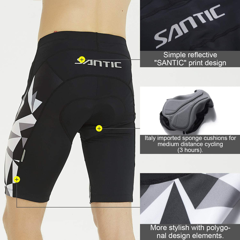 Santic Cycling Men's Shorts Biking Bicycle Bike Pants Half Pants 4D Coolmax Padded