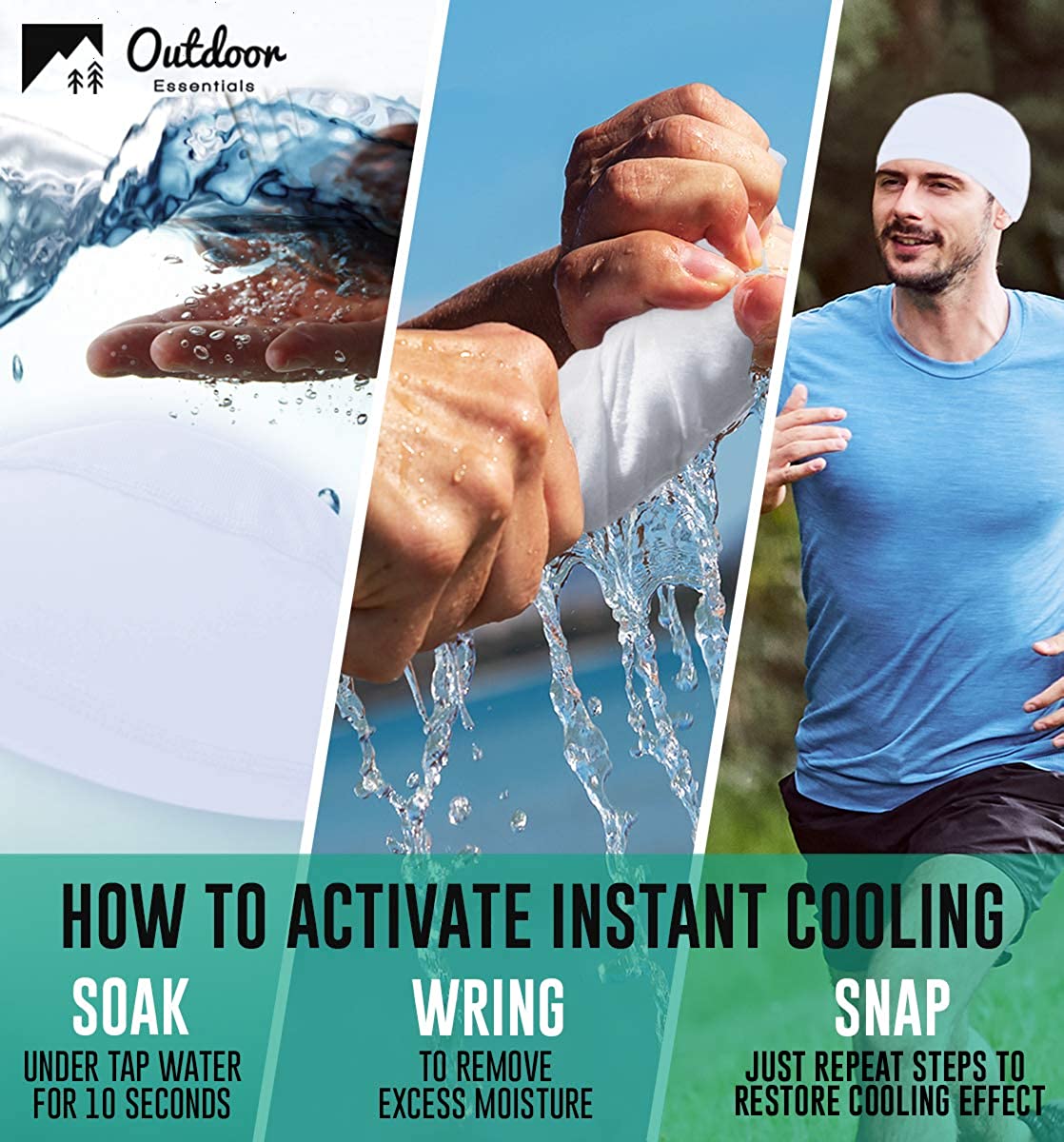 OutdoorEssentials Cooling Skull Cap/Helmet Liner for Men - Sweat Wicking Motorcycle & Football Under Hard Hat Liner - UPF 50