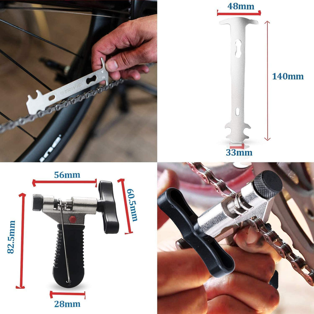 GORNORVA Bike Chain Tools with Chain Hook Chain Cutter Bike Link Plier Chain Wear Indicator Tool + 3 Pairs Bicycle Missing Links, Road and Mountain Bike Chain Repair Tools for All Models Bike Chains