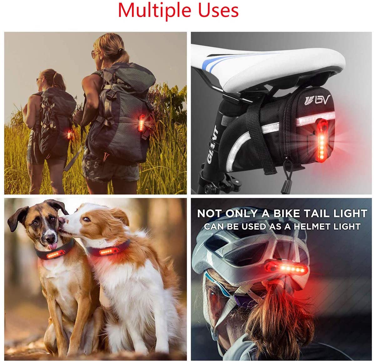 Volcano Eye Rear Bike Tail Light 2 Pack, Ultra Bright USB Rechargeable Bicycle Taillights, Red High Intensity Led Accessories Fits On Any Bike or Helmet. Easy to Install for Cycling Safety Flashlight