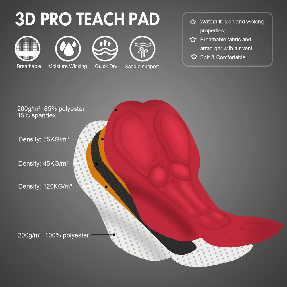 Przewalski Men’s 3D Padded Cycling Bike Bib Shorts