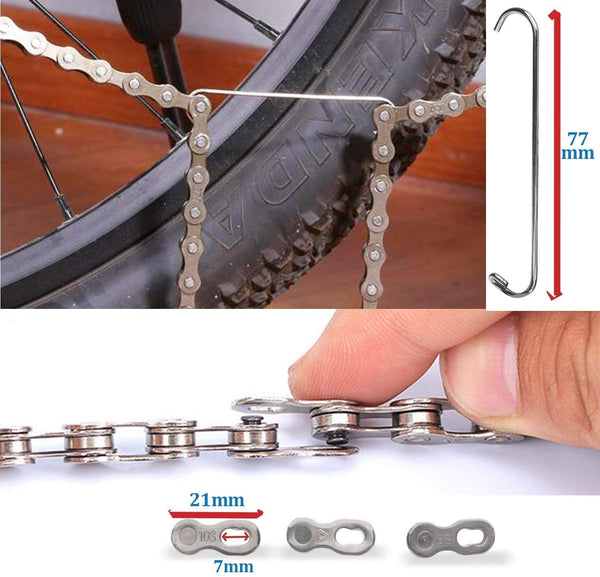 GORNORVA Bike Chain Tools with Chain Hook Chain Cutter Bike Link Plier Chain Wear Indicator Tool + 3 Pairs Bicycle Missing Links, Road and Mountain Bike Chain Repair Tools for All Models Bike Chains