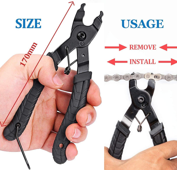 GORNORVA Bike Chain Tools with Chain Hook Chain Cutter Bike Link Plier Chain Wear Indicator Tool + 3 Pairs Bicycle Missing Links, Road and Mountain Bike Chain Repair Tools for All Models Bike Chains