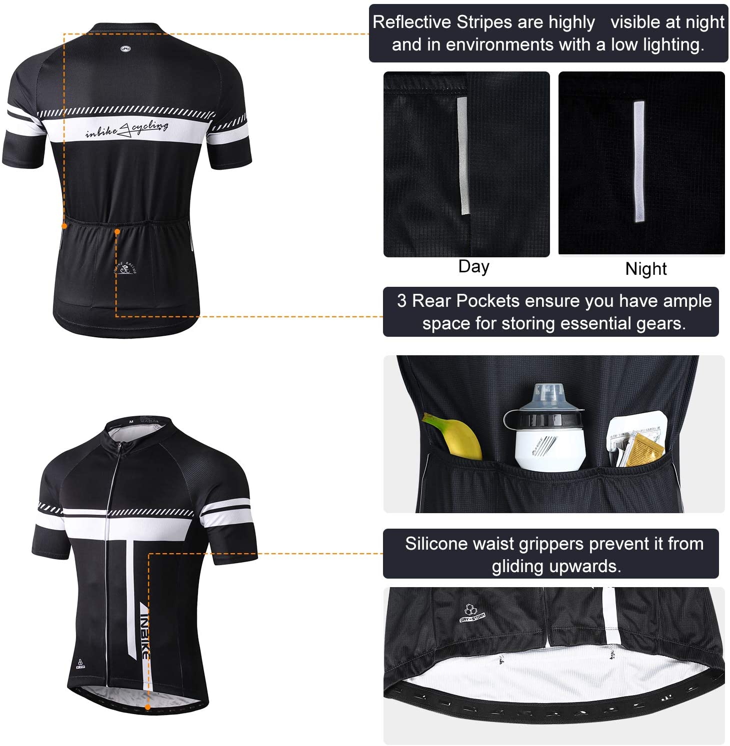 INBIKE Men's Cycling Jersey Set Bib Short Sleeve Bike Shirt with 3D Padded