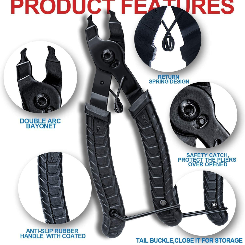 GORNORVA Bike Chain Tools with Chain Hook Chain Cutter Bike Link Plier Chain Wear Indicator Tool + 3 Pairs Bicycle Missing Links, Road and Mountain Bike Chain Repair Tools for All Models Bike Chains