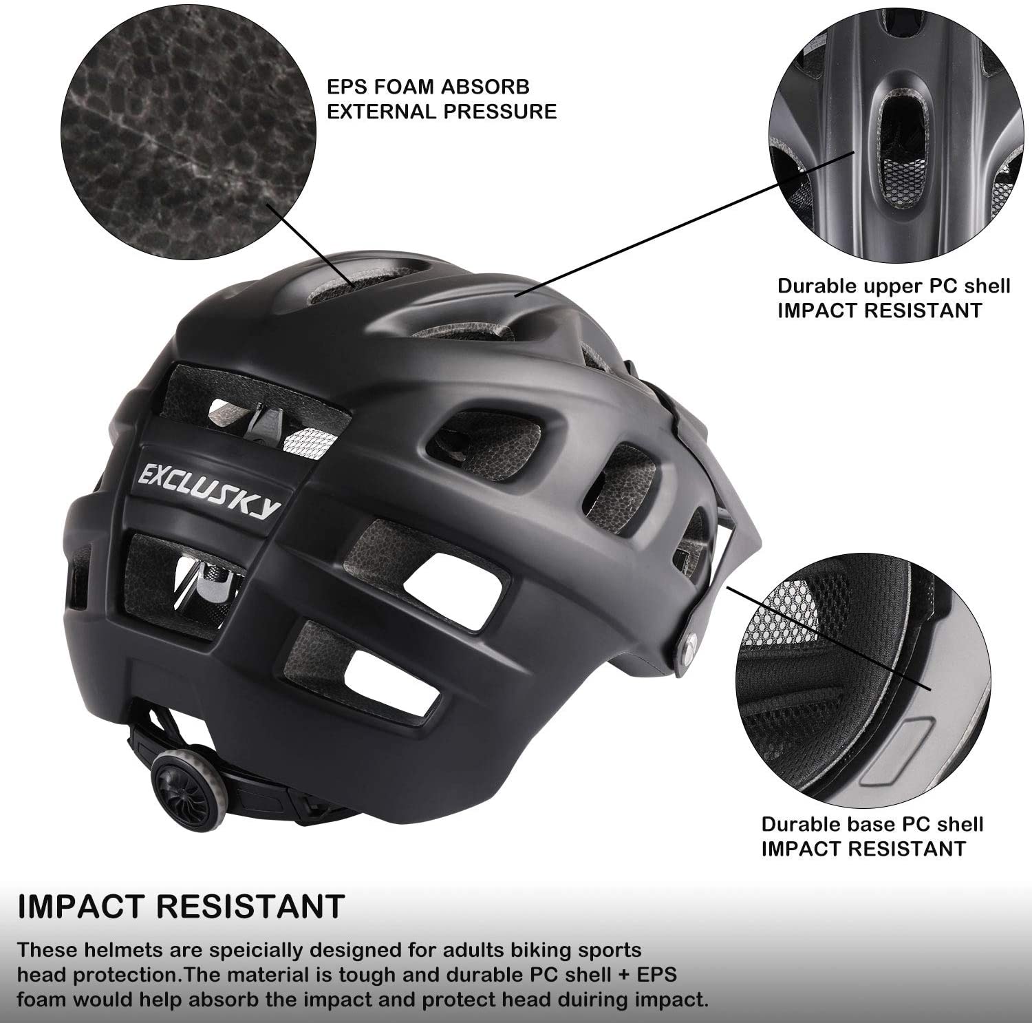 Exclusky Mountain Bike Helmet MTB Bicycle Cycling Helmets for Adult Women and Men CPSC Certified