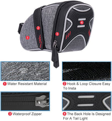 WATERFLY Strap On Bike Saddle Bag Bicycle Seat Bag Cycling Wedge Storage Bag Reflective Stripe