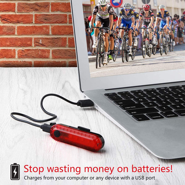 Volcano Eye Rear Bike Tail Light 2 Pack, Ultra Bright USB Rechargeable Bicycle Taillights, Red High Intensity Led Accessories Fits On Any Bike or Helmet. Easy to Install for Cycling Safety Flashlight