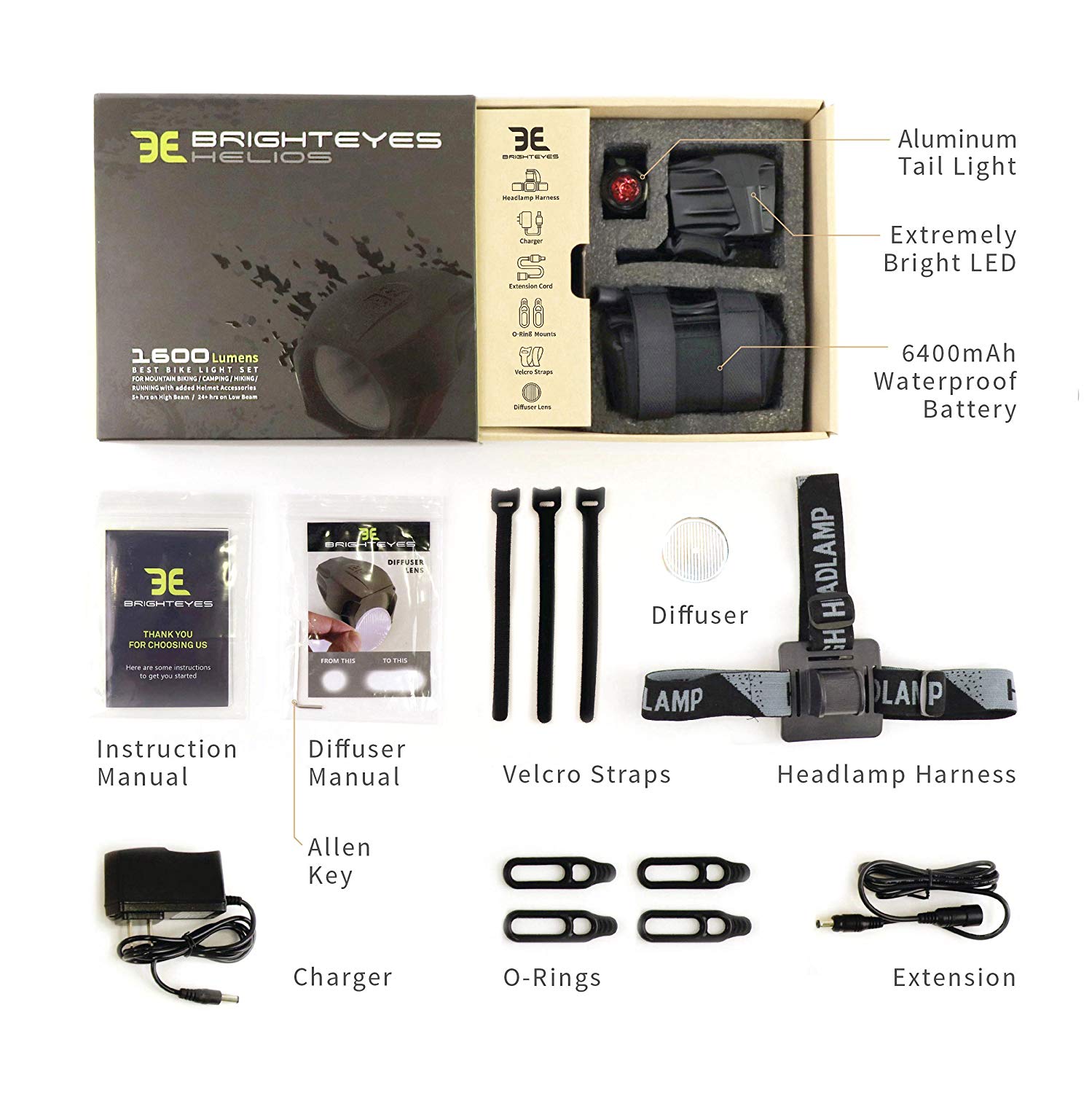 Bright Eyes Fully Waterproof 1600 Lumen Rechargeable Mountain