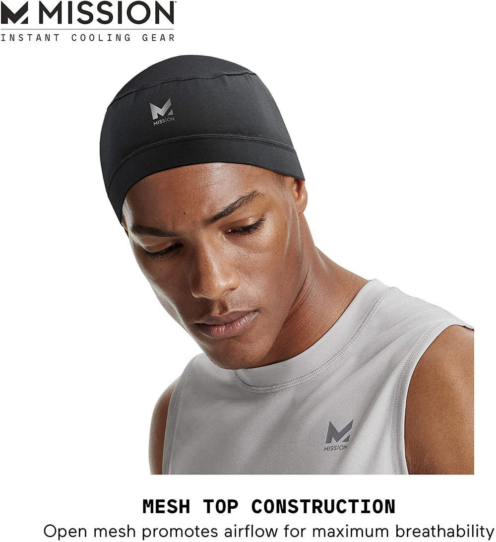 Mission Cooling Skull Cap- Hat, Helmet Liner, Running Beanie, Evaporative Cool Technology, Cools Instantly when Wet, UPF 50 Protection, for Under Helmets, Hardhats, Running, Football