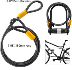 Bike U Lock with Cable - Via Velo Heavy Duty Bicycle U-Lock,14mm Shackle and 10mm x1.8m Cable with Mounting Bracket For Road Bike Mountain Bike Electric Bike Folding Bike, Great Bike Safety Tool