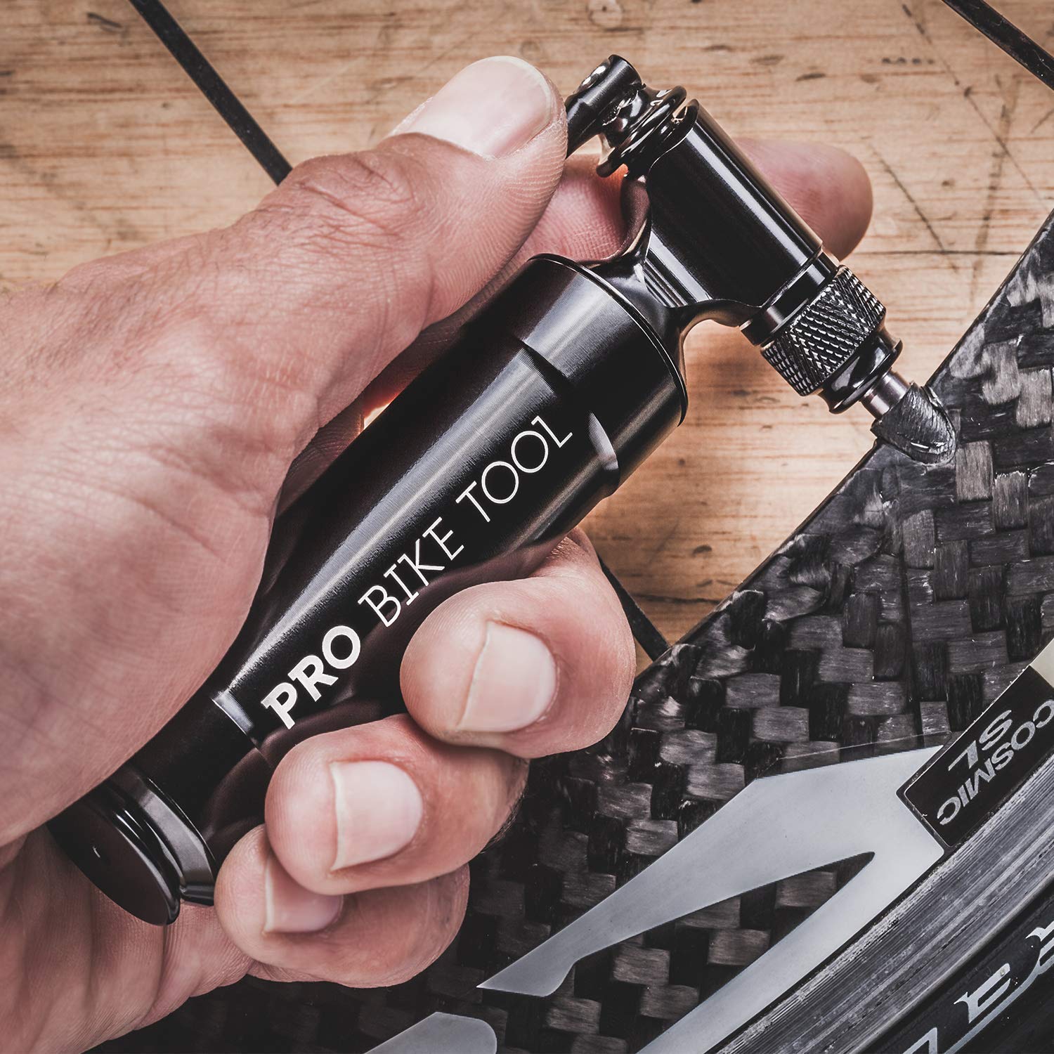Pro Bike Tool CO2 Inflator with Cartridge Storage Canister 