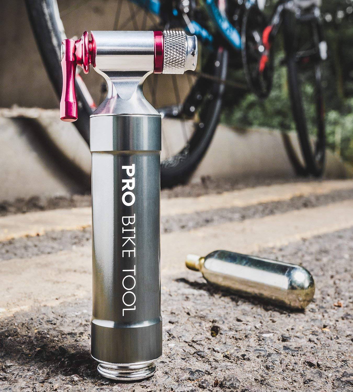 Pro Bike Tool CO2 Inflator with Cartridge Storage Canister 