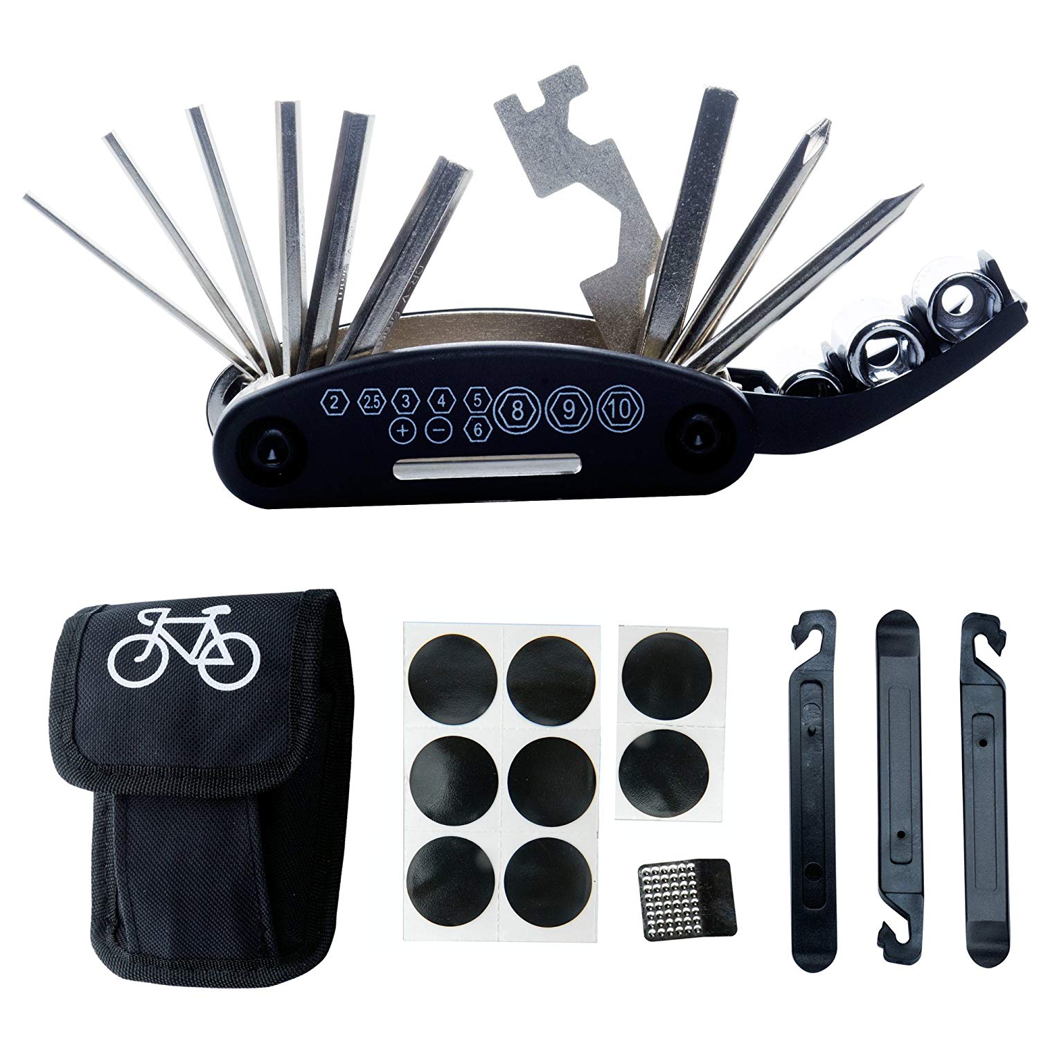 16-en-1 Outil Réparation Vélo,Multifonctionnel d'outils de vélo
