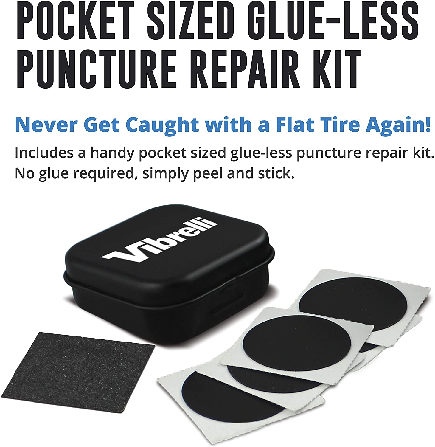 Vibrelli Bike Floor Pump with Gauge - High Pressure 160 PSI - Presta Valve Bike Pump Automatically Switches to Schrader - Bicycle Pump Comes with Glueless Puncture Kit