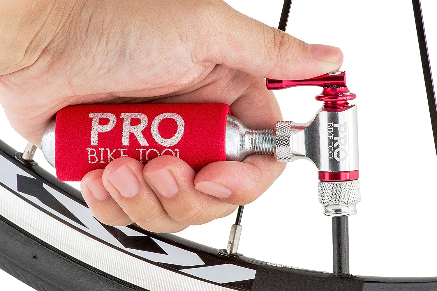 PRO BIKE TOOL CO2 Inflator - Quick & Easy - Presta and Schrader Valve Compatible - Bicycle Tire Pump for Road and Mountain Bikes - Insulated Sleeve - No CO2 Cartridges Included