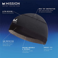 Mission Cooling Skull Cap- Hat, Helmet Liner, Running Beanie, Evaporative Cool Technology, Cools Instantly when Wet, UPF 50 Protection, for Under Helmets, Hardhats, Running, Football