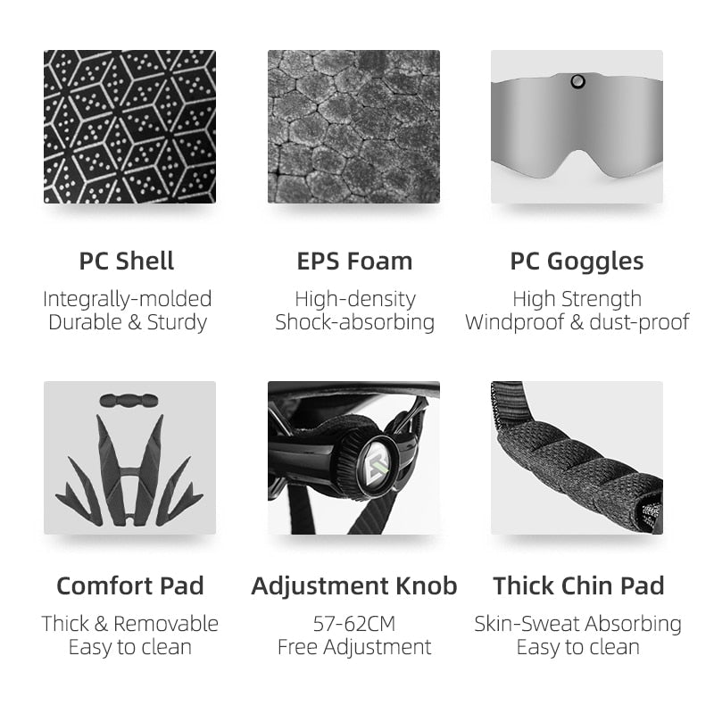 ROCKBROS Bicycle Helmet Men EPS Integrally-molded Breathable Cycling Helmet Men Women Goggles Lens Aero 