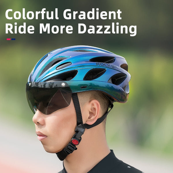 ROCKBROS Bicycle Helmet Men EPS Integrally-molded Breathable Cycling Helmet Men Women Goggles Lens Aero 