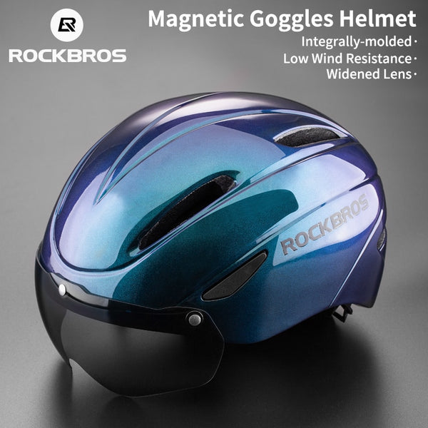 ROCKBROS Bicycle Helmet Men EPS Integrally-molded Breathable Cycling Helmet Men Women Goggles Lens Aero 