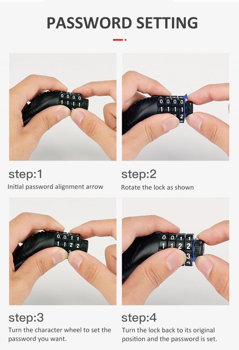 Digit Bicycle Chain Lock Anti-theft Anti-Cutting Alloy Steel  Motorcycle Cycle Bike Cable Code Password Lock