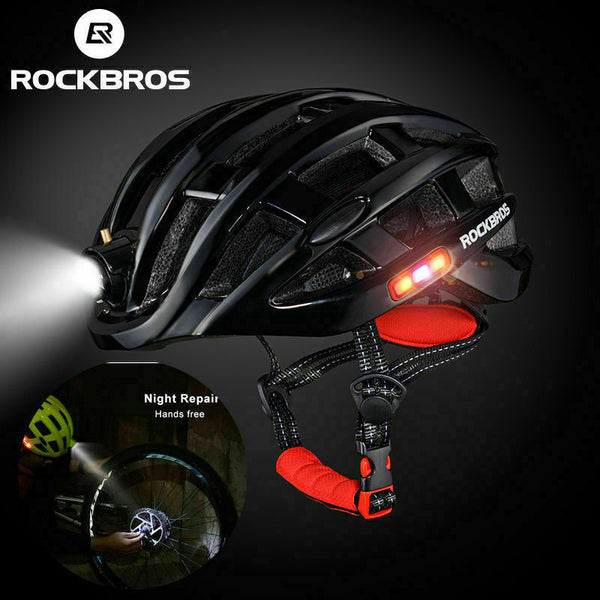 ROCKBROS Bicycle Ultralight Helmet with Light USB Rechargeable Size 57-62cm